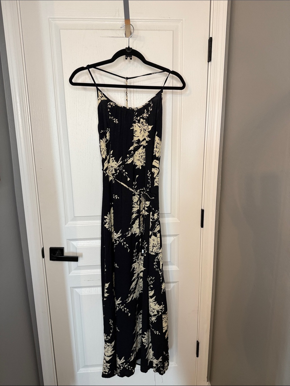 lovestitch Black Maxi Dress with Cream Floral Pattern